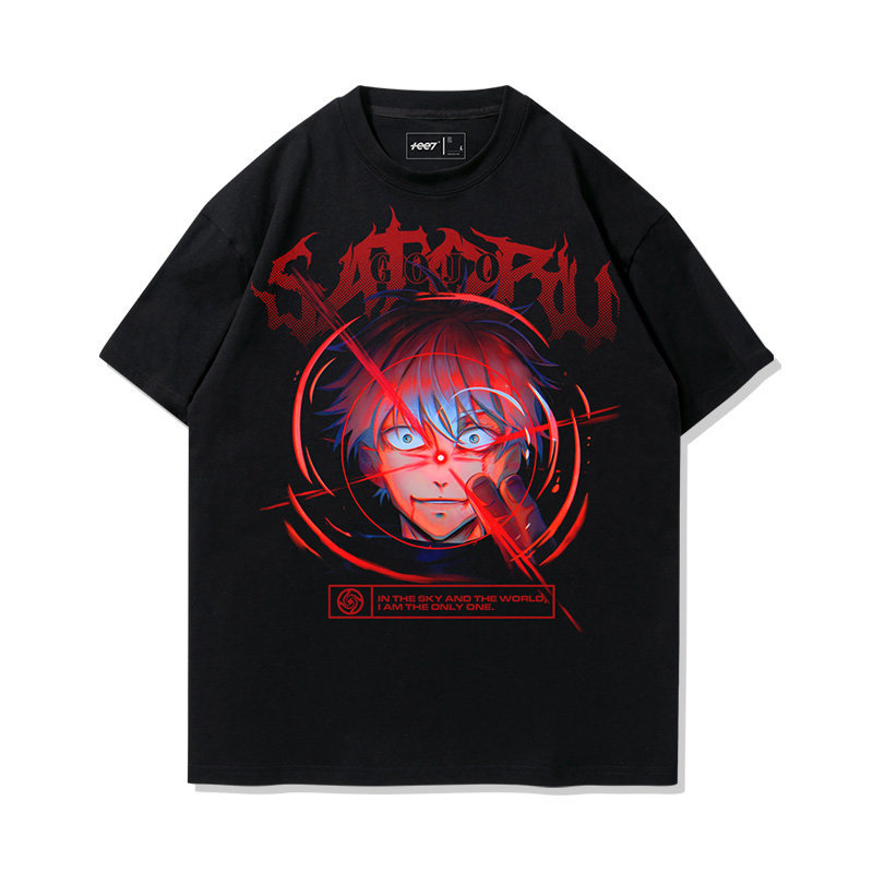 咒術迴戰五条悟水洗做舊 2026親子情侶男女同款 印花水洗短袖