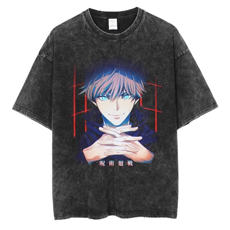 咒術迴戰水洗做舊 2026親子情侶男女同款 印花水洗短袖