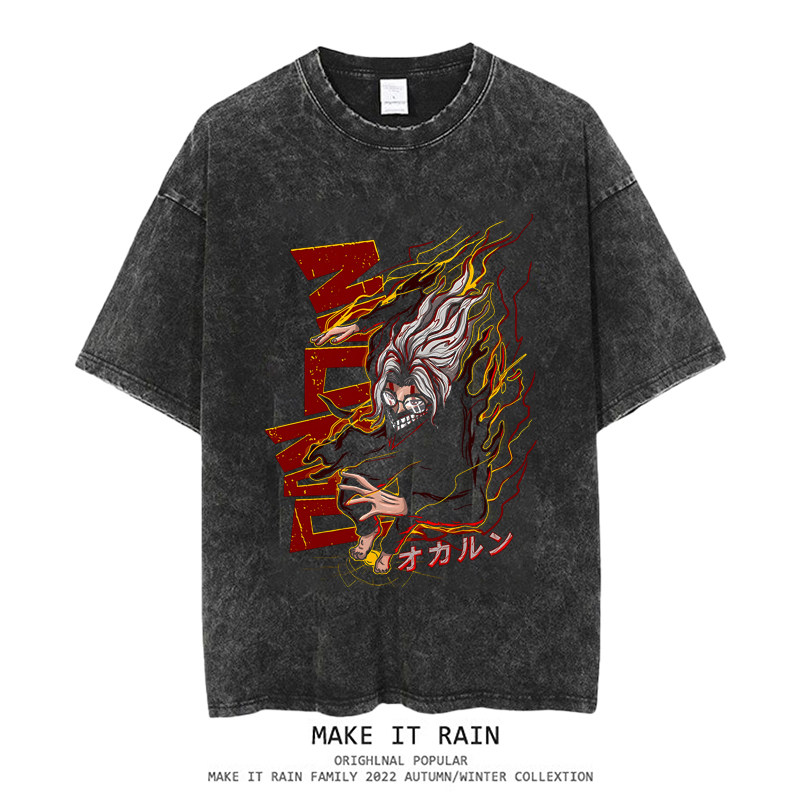 膽大黨水洗做舊 2026親子情侶男女同款 印花水洗短袖