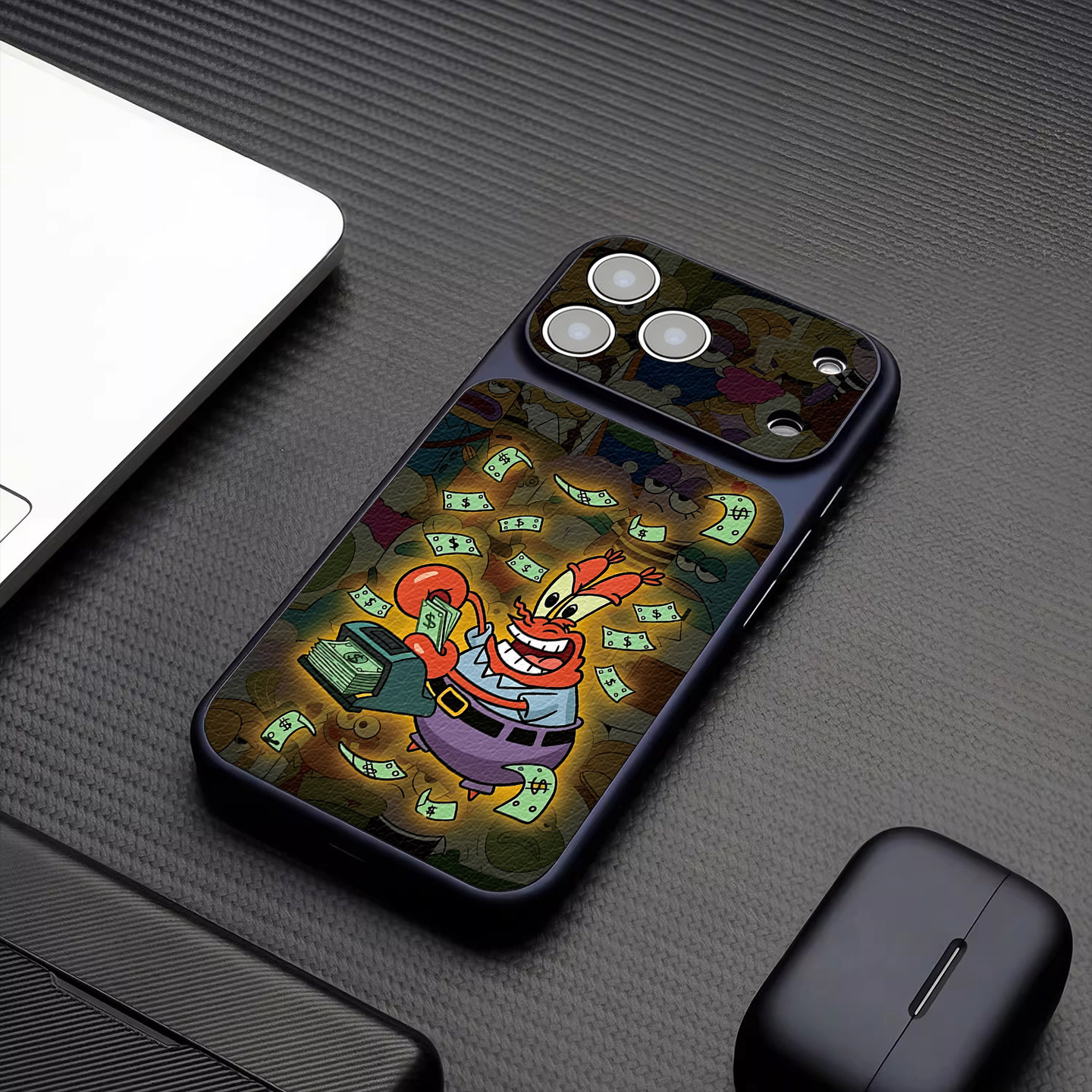 比奇堡視覺發光高端皮紋手機殼｜MagSafe磁吸防摔保護套