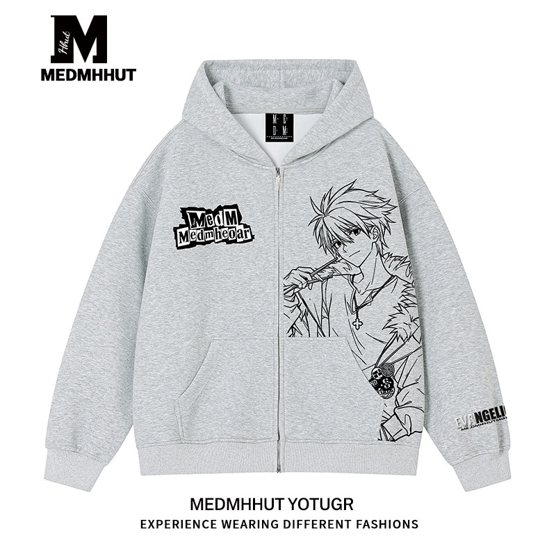 MEDMHHUT × EVA 聯名連帽開襟衫｜秋冬寬鬆拉鍊衛衣