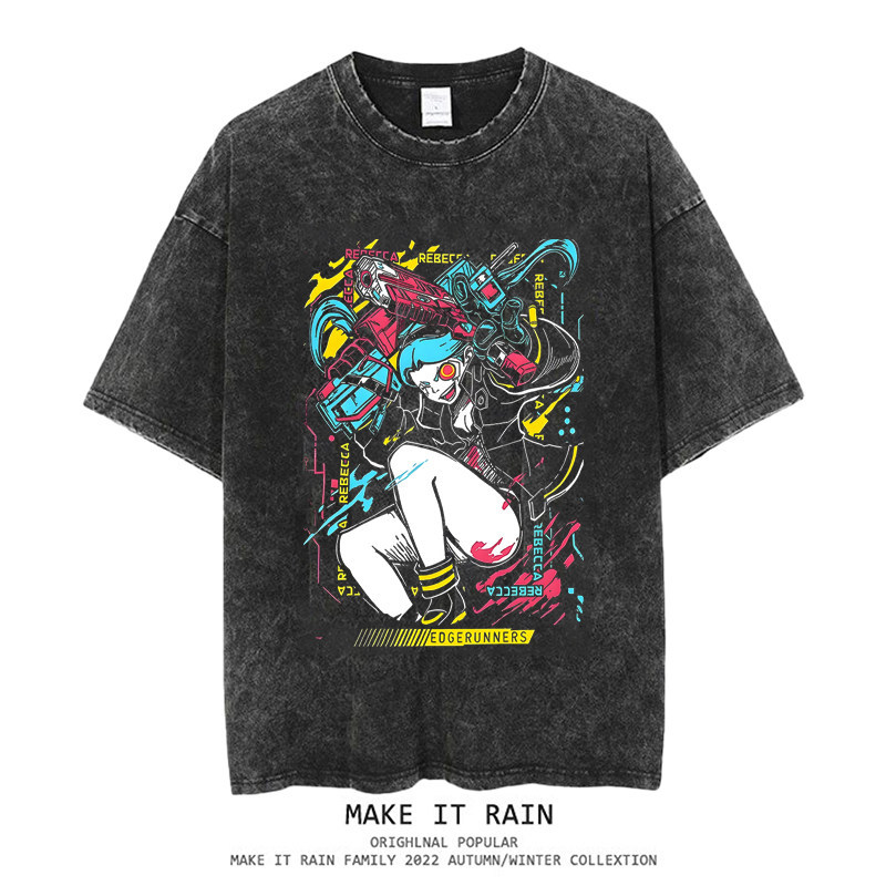 電馭叛客水洗做舊 2026親子情侶男女同款 印花水洗短袖