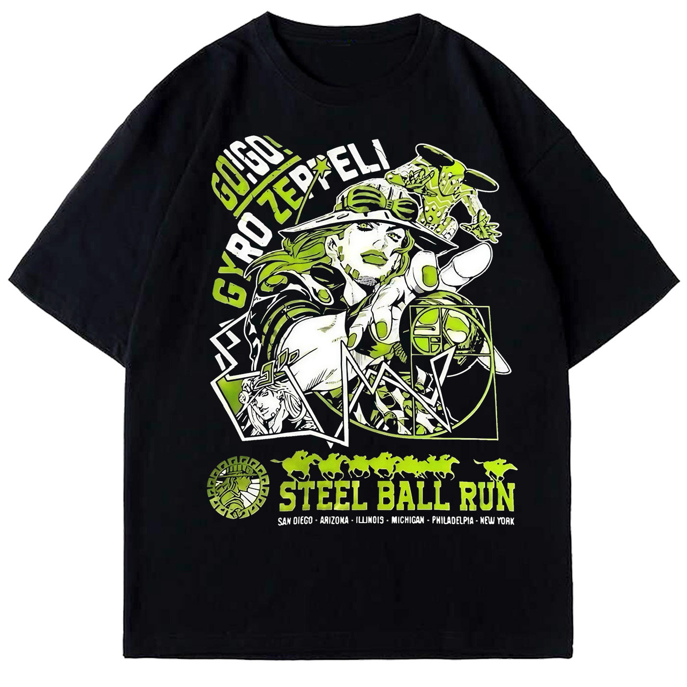 JOJO的奇妙冒險飆馬野郎周邊 男女同款親子情侶 印花短袖T恤