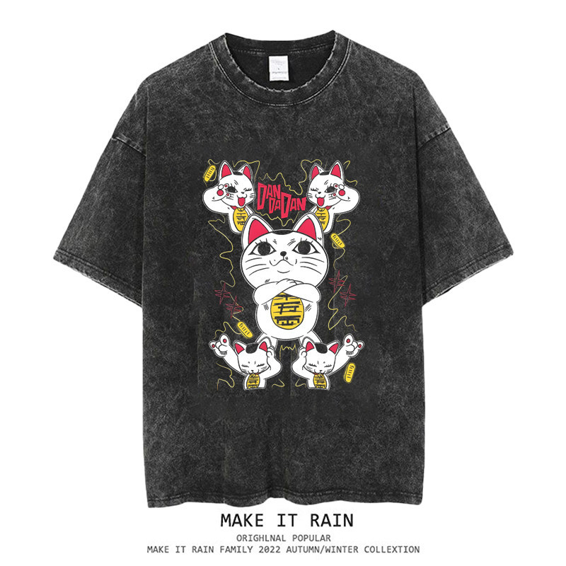 膽大黨水洗做舊 2026親子情侶男女同款 印花水洗短袖