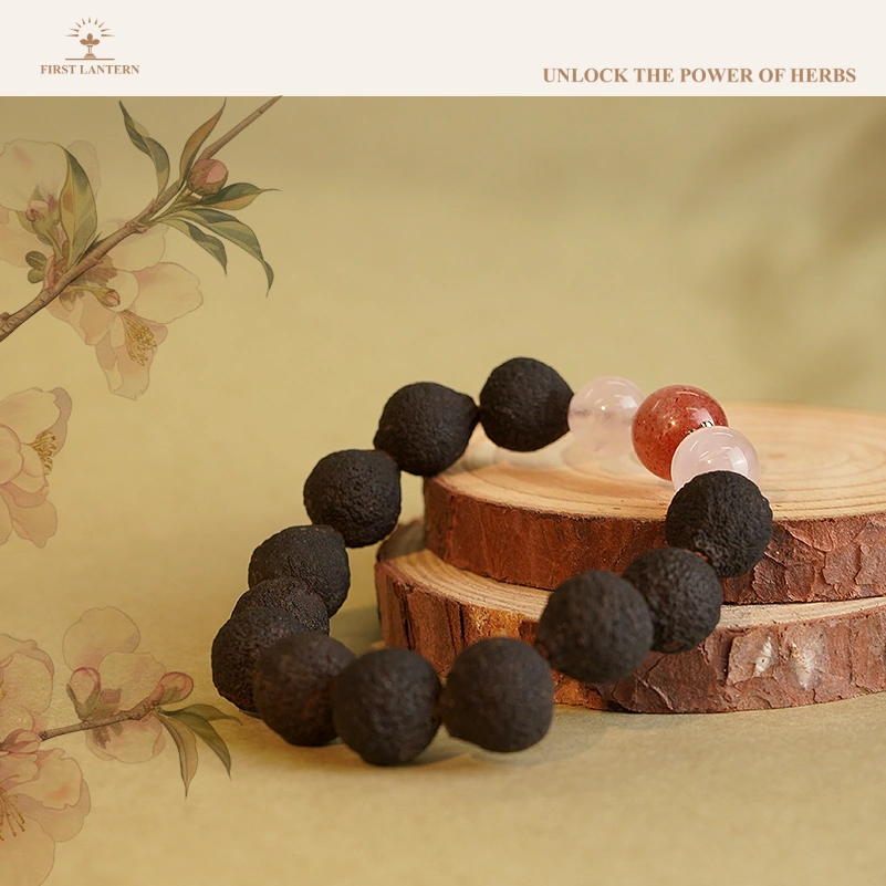 Peach Blossom Joy Taigan Bracelet – Xinhui Baby Tangerine Beads with Rose Quartz & Strawberry Crystal