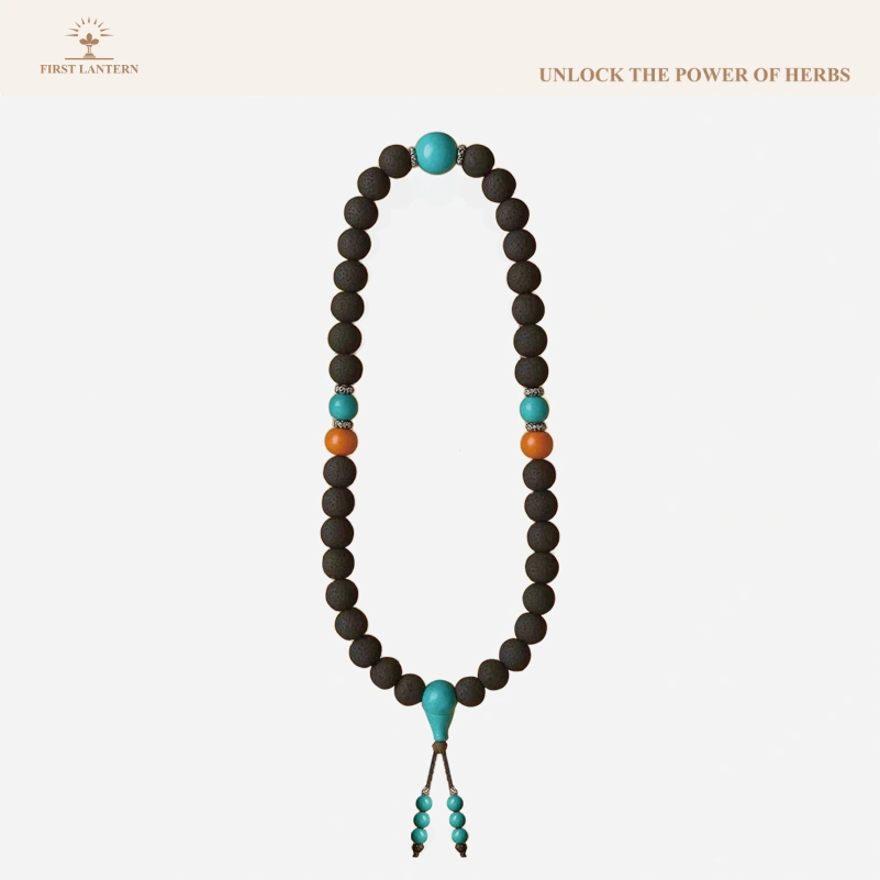 Twin Harmony Taigan Bracelet – Double-Circle Xinhui Baby Tangerine Beads with Turquoise & Amber