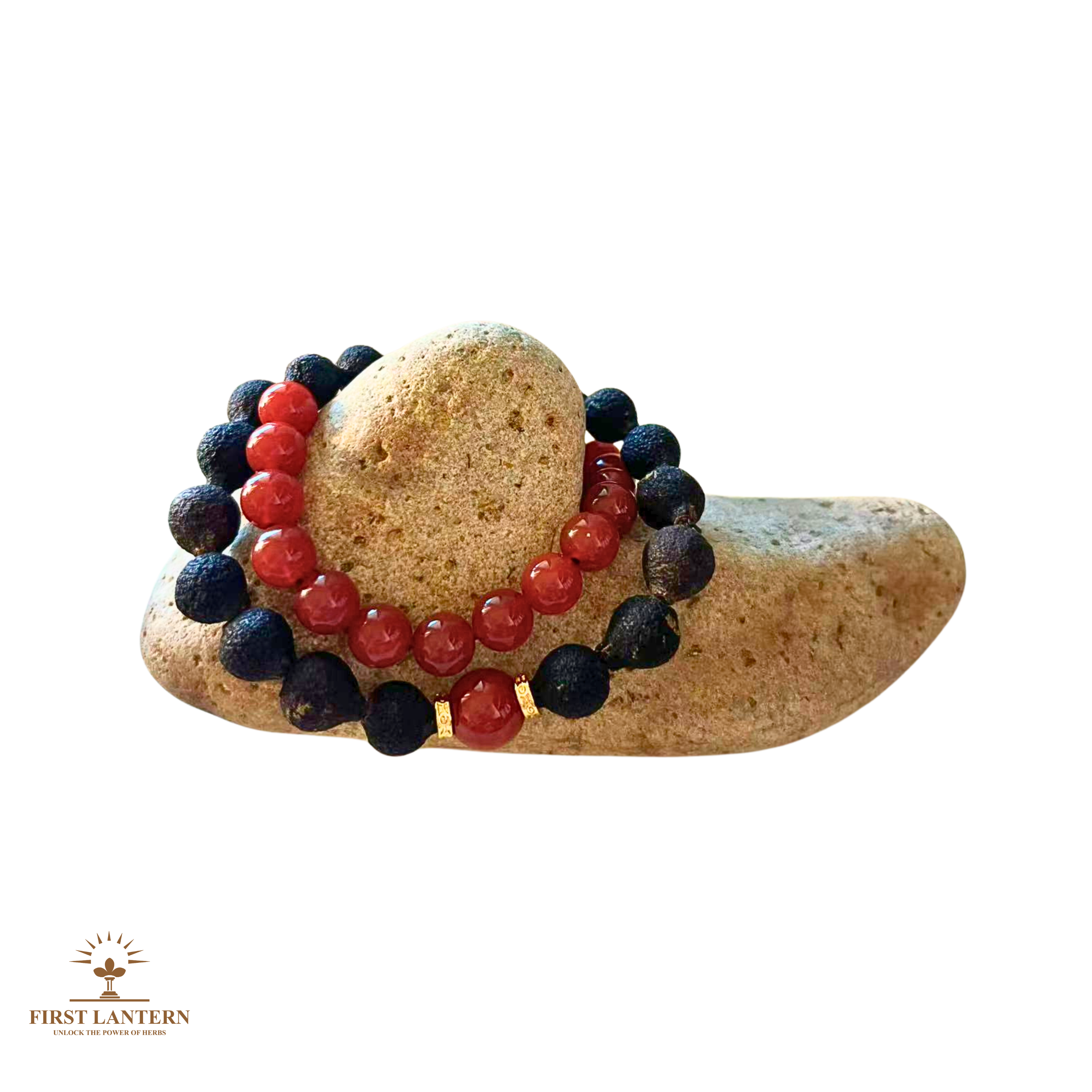 Taigan (Tangerine) Bead x South Red Agate Mindfulness Bracelet - "Kindled Scent - Dual Loop"