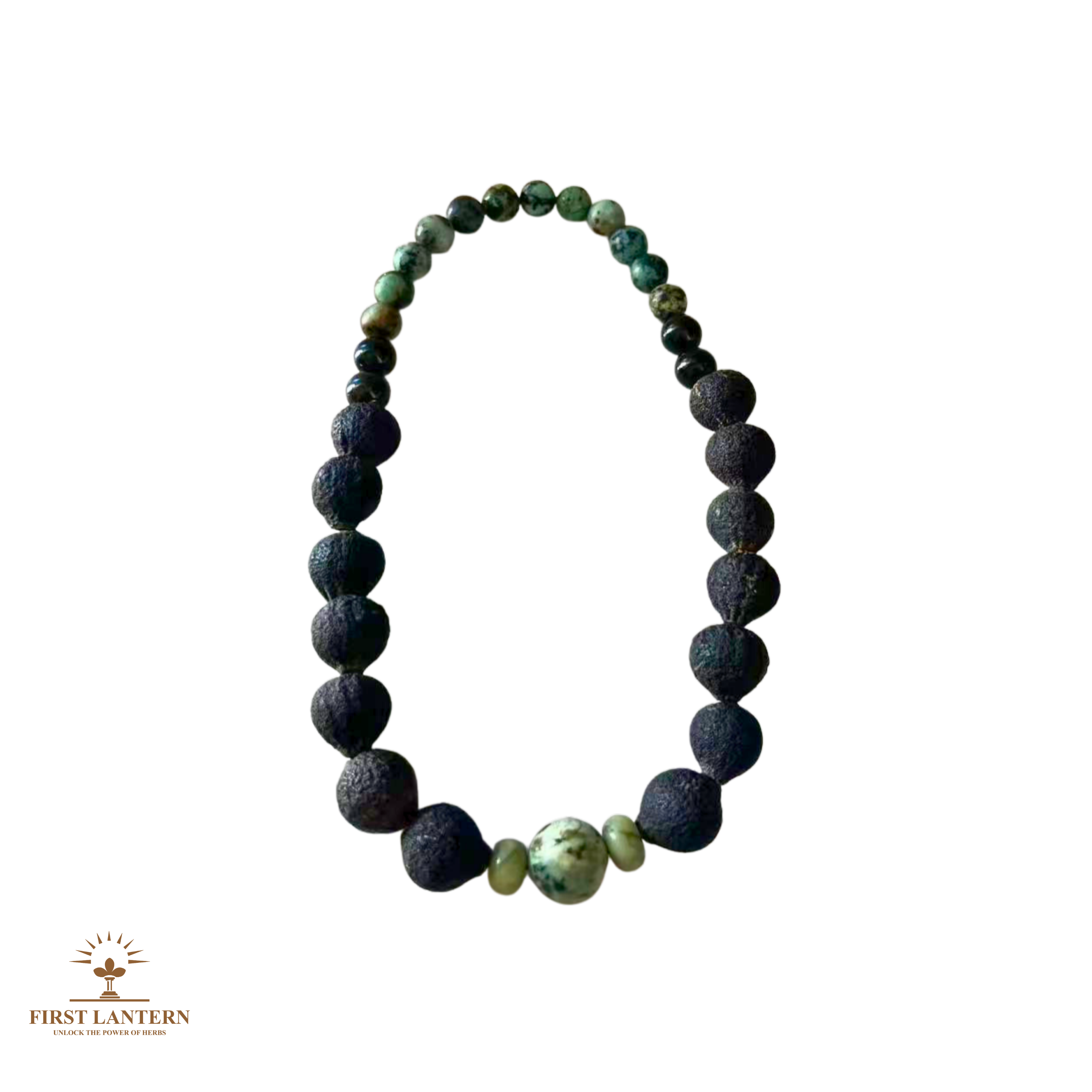 Taigan x African Turquoise Mindfulness Bracelet "Forest Sense" (Double Wrap) - Grounding Aroma & Natural Balance | First Lantern