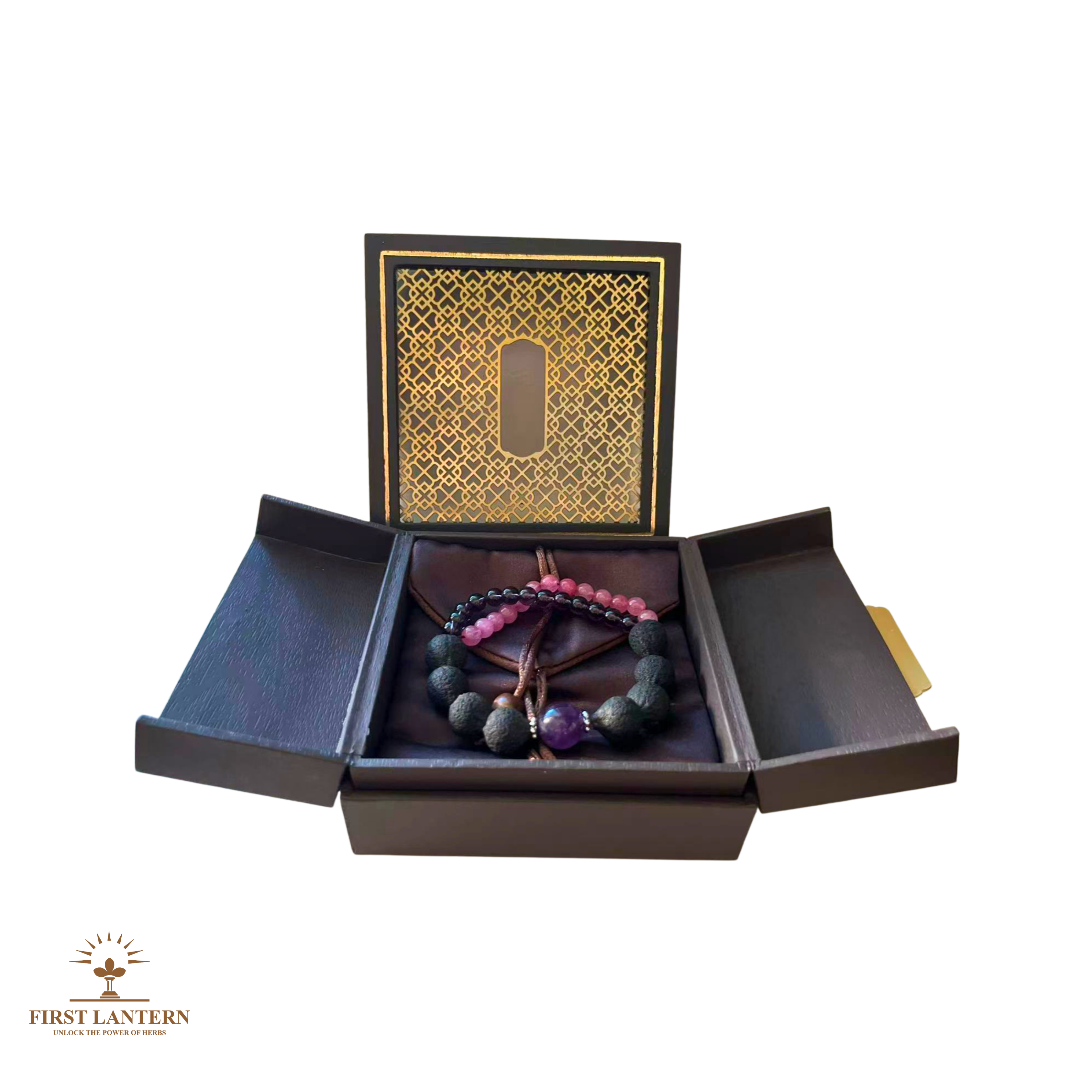 Tangerine Bead x Amethyst x Strawberry Quartz Mindfulness Bracelet - "Rosy Veil"