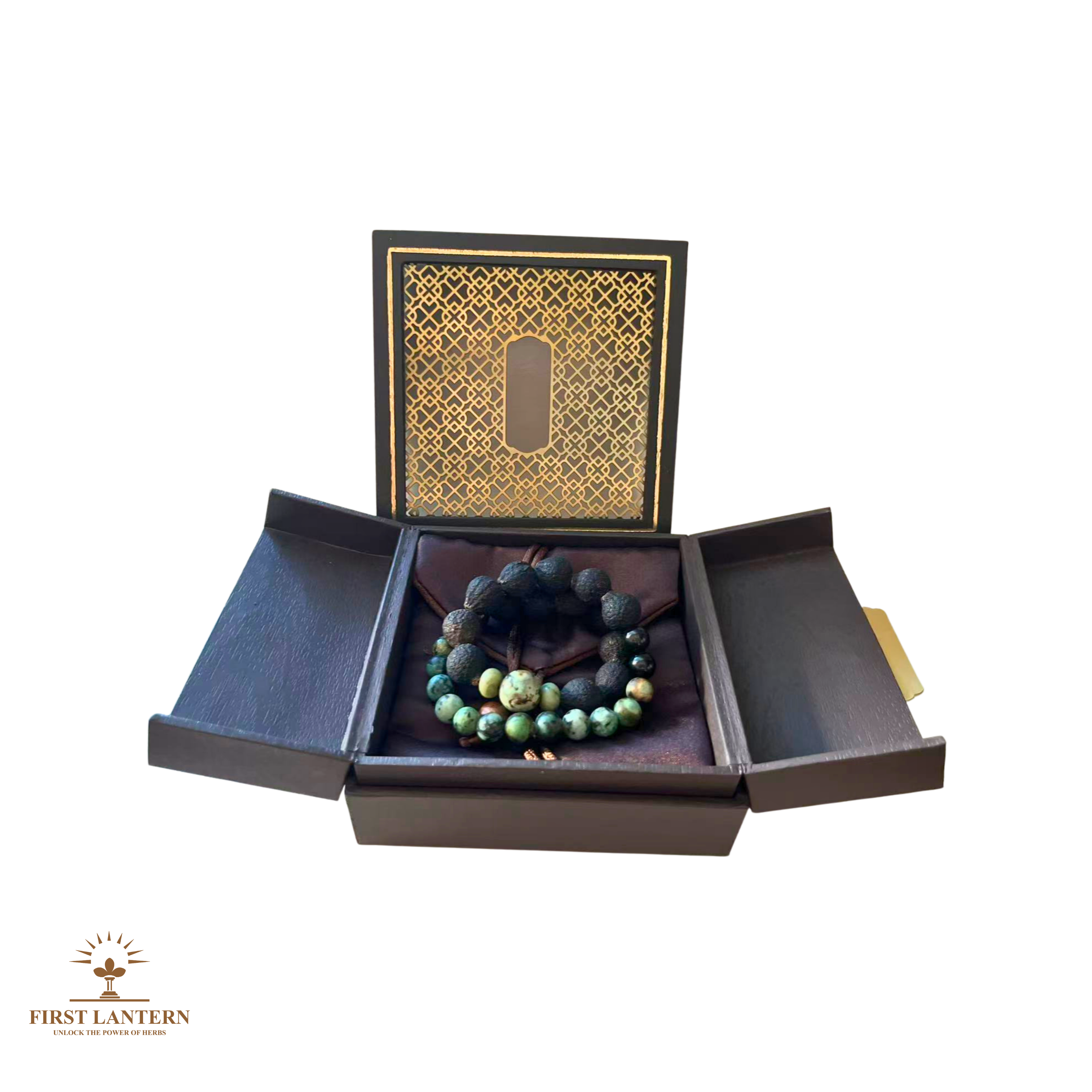 Taigan (Tangerine) Bead x African Turquoise Mindfulness Bracelet - "Forest Sense" (Double Wrap)