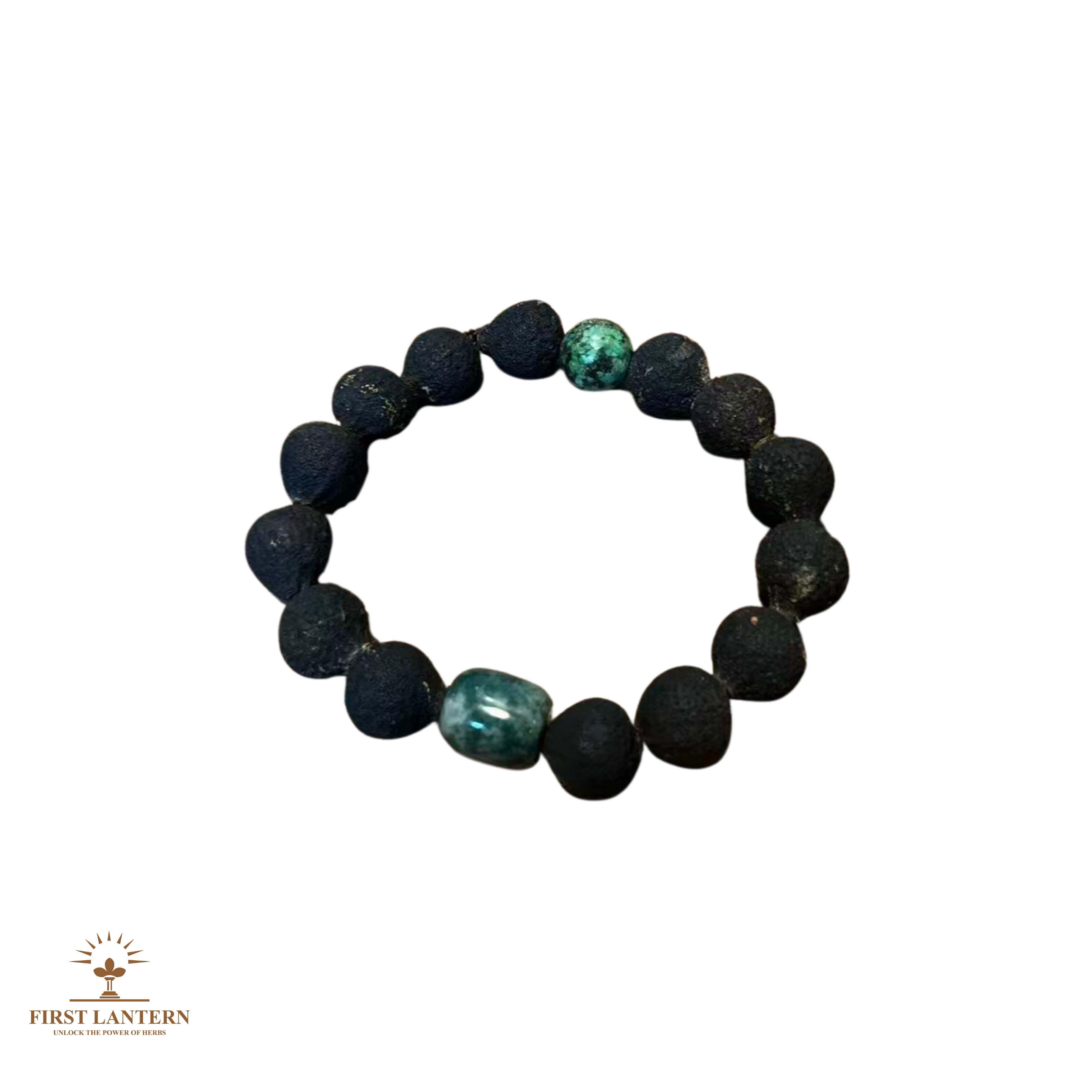 Taigan (Tangerine) Bead x African Turquoise Mindfulness Bracelet - "Forest Sense"