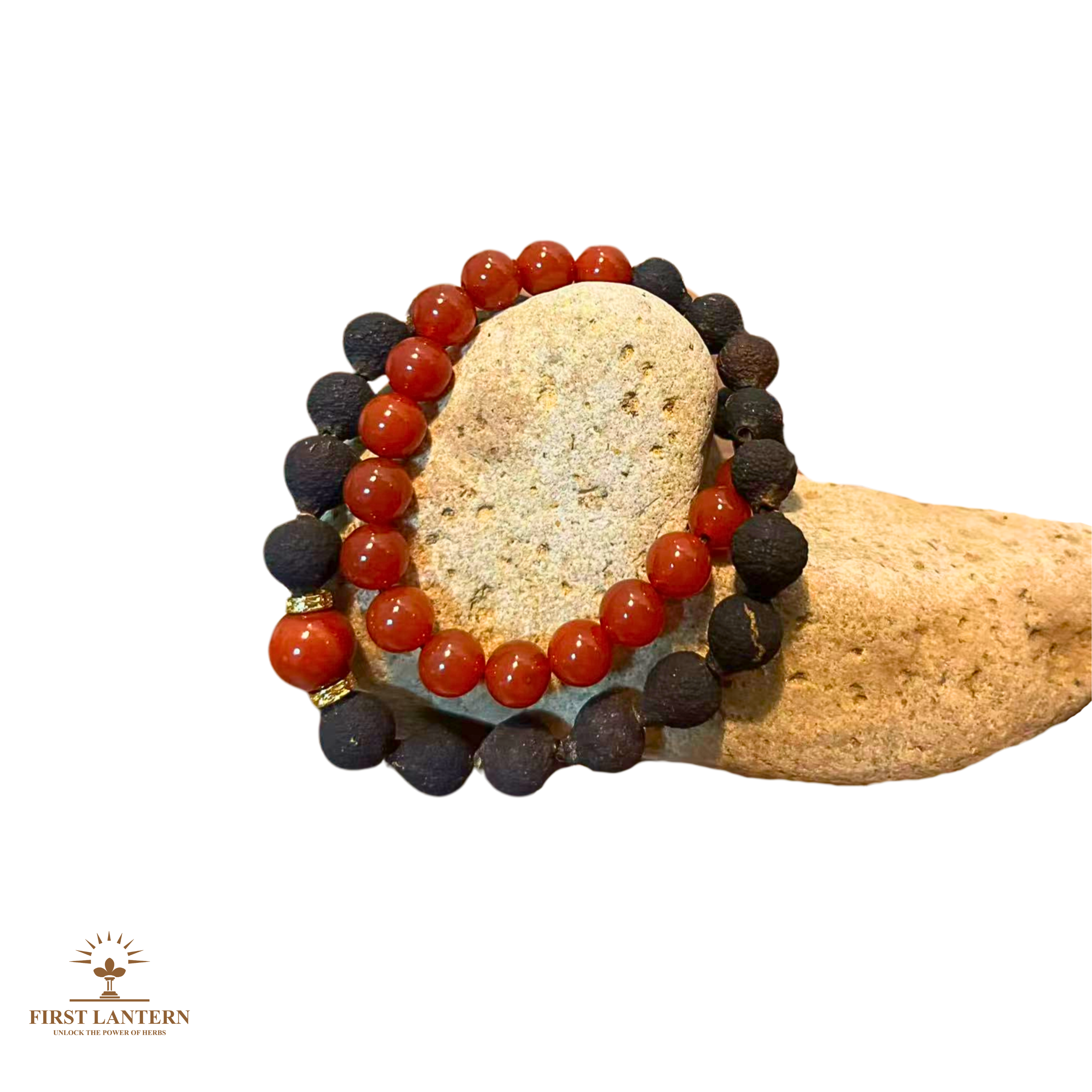 Taigan (Tangerine) Bead x South Red Agate Mindfulness Bracelet - "Kindled Scent - Dual Loop"
