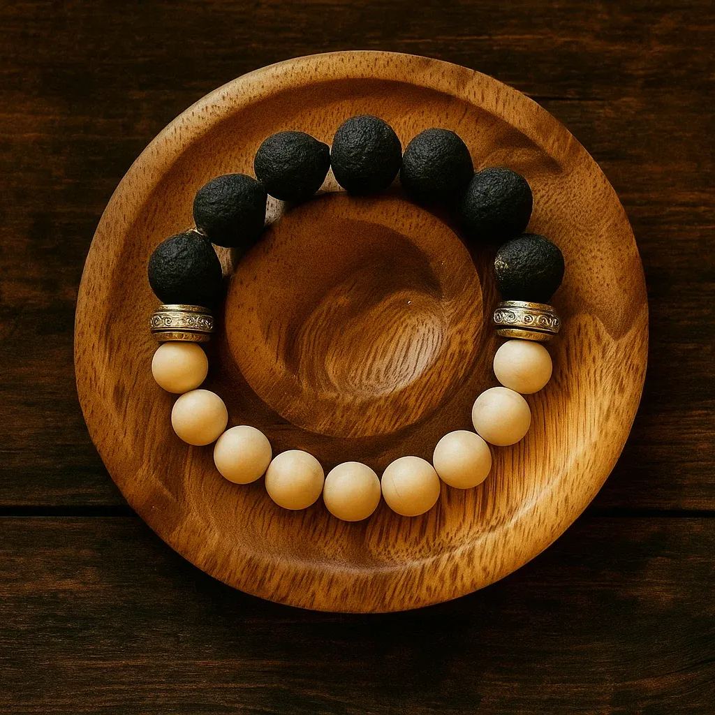 Taigan (Tangerine) Bead x White Howlite Mindfulness Bracelet - "Steady Scent" (Men)