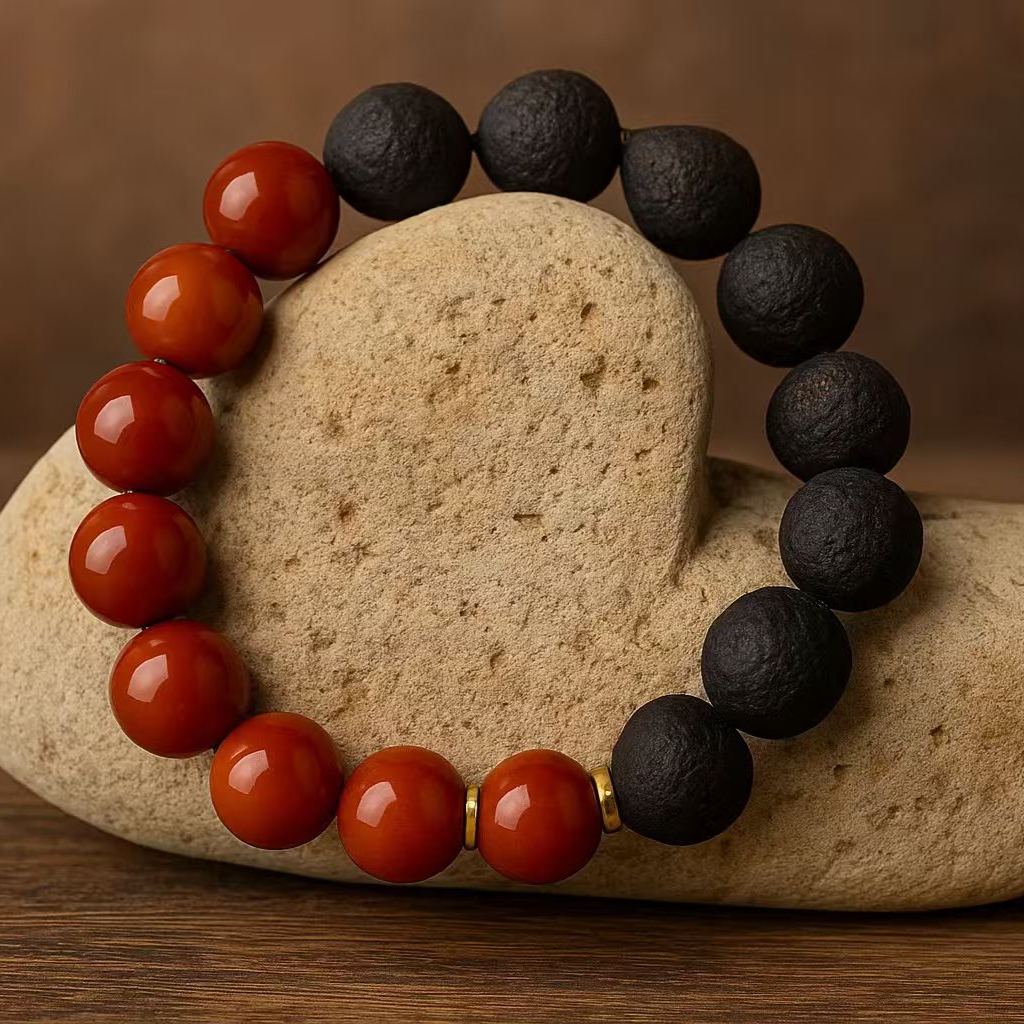 Taigan (Tangerine) Bead x South Red Agate Mindfulness Bracelet - "Kindled Scent"