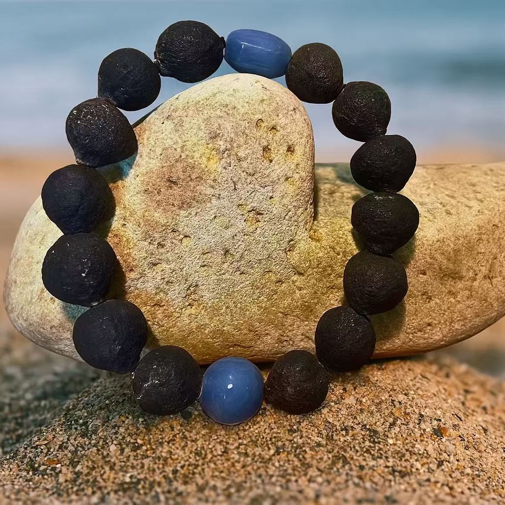 Taigan (Tangerine) Bead x Blue Aventurine Mindfulness Bracelet - "Azure Clarity"