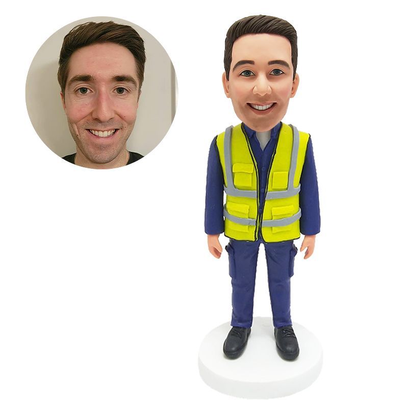 custom made bobblehead figure male construction worker