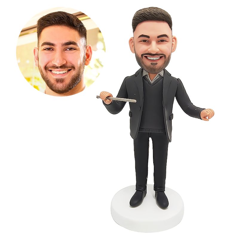 custom made bobblehead figure male conductor figurine