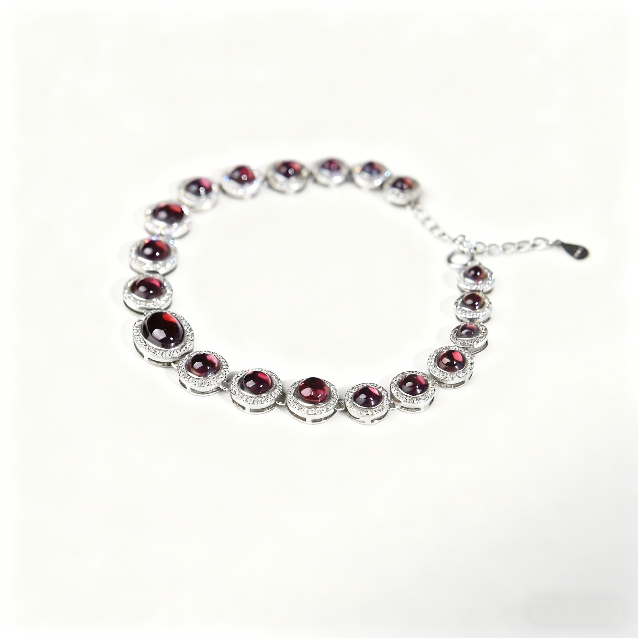 7A Rhodolite Garnet Graduated Halo Bracelet