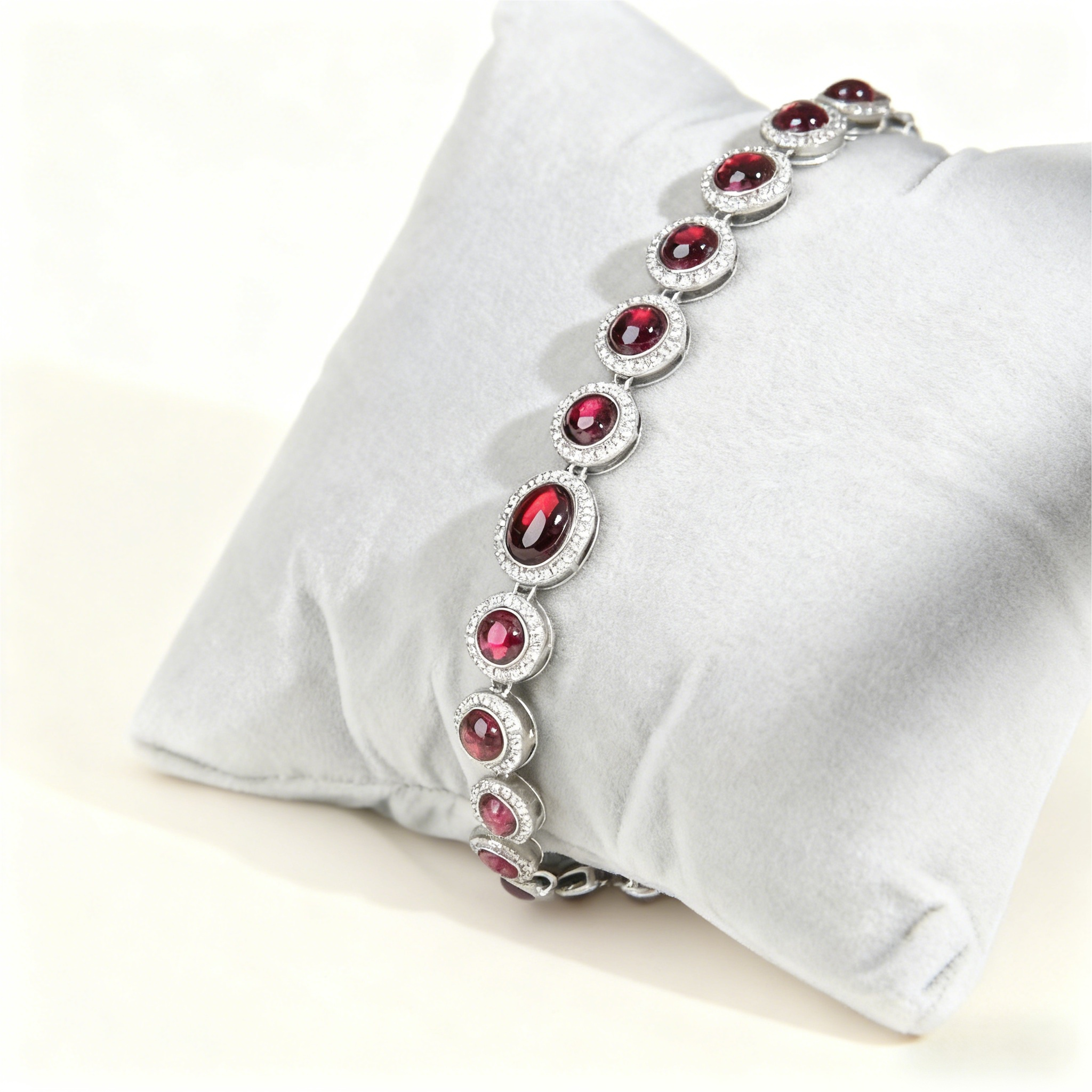 7A Rhodolite Garnet Graduated Halo Bracelet