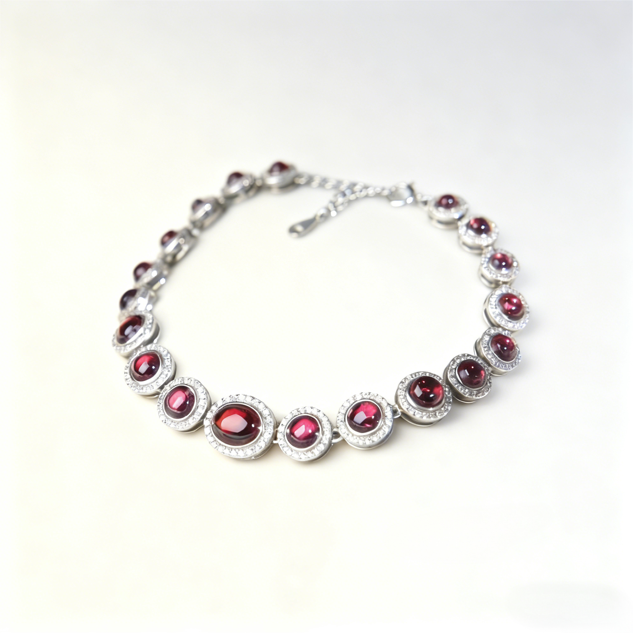 7A Rhodolite Garnet Graduated Halo Bracelet
