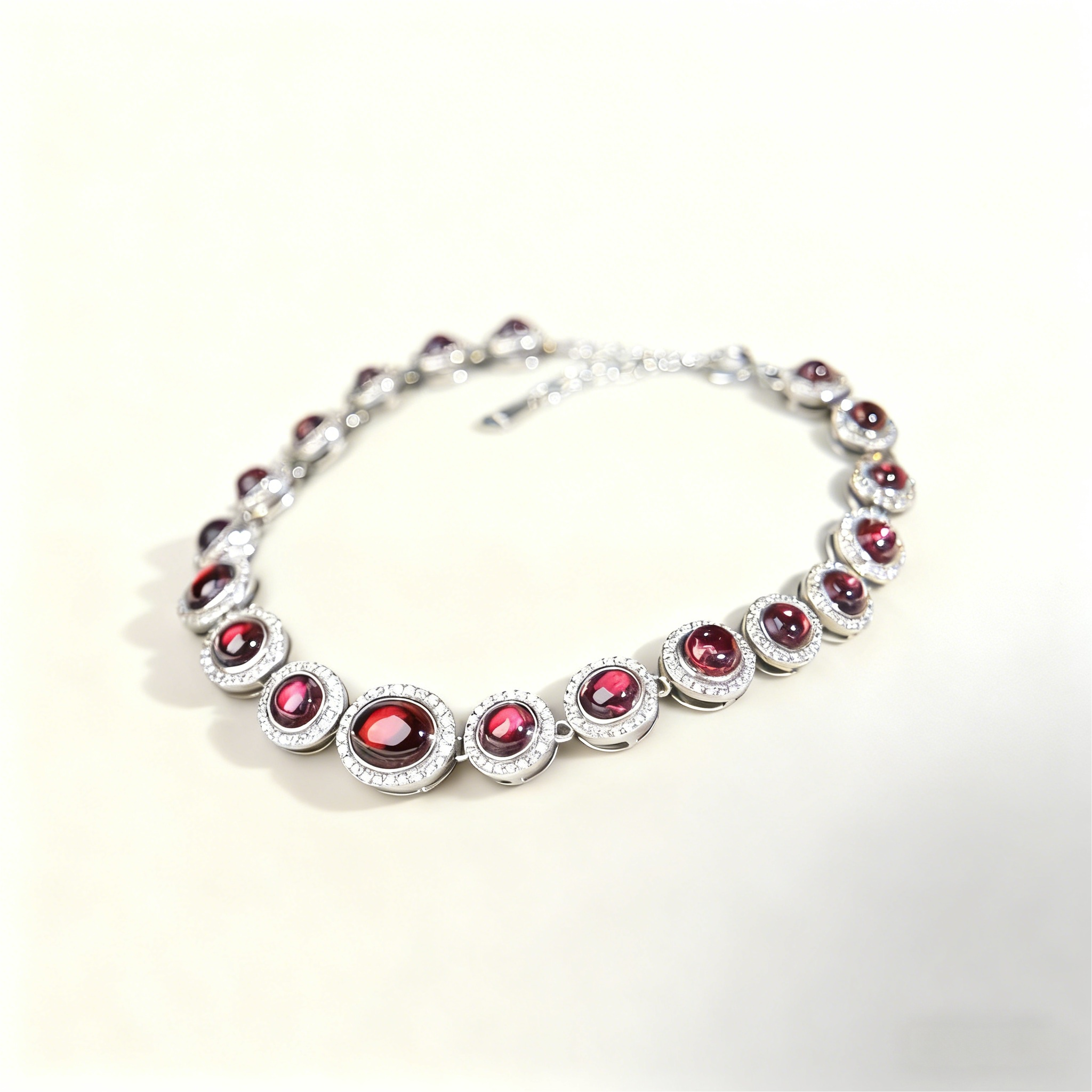 7A Rhodolite Garnet Graduated Halo Bracelet