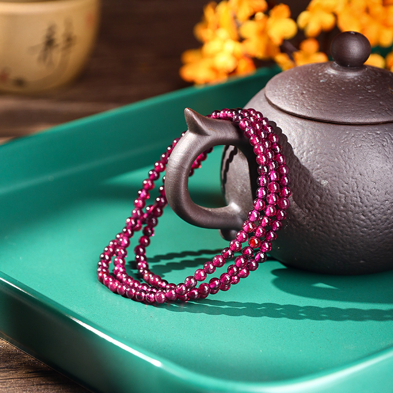 garnet Beads multi-loop bracelet necklace fashionable