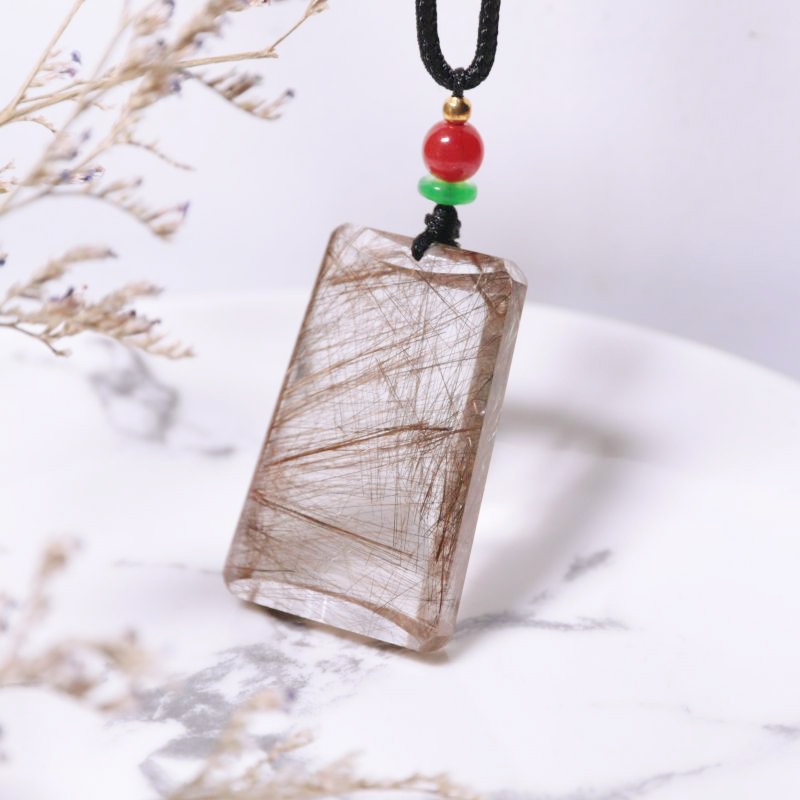 Rutilated Quartz Wushi Pai Pendant (Large)