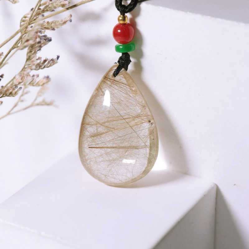 Rutilated Quartz Teardrop Pendant (Medium)