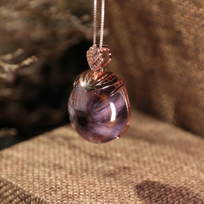 Aurora Purple Titanium Dumortierite Inlaid Pendant (Small)