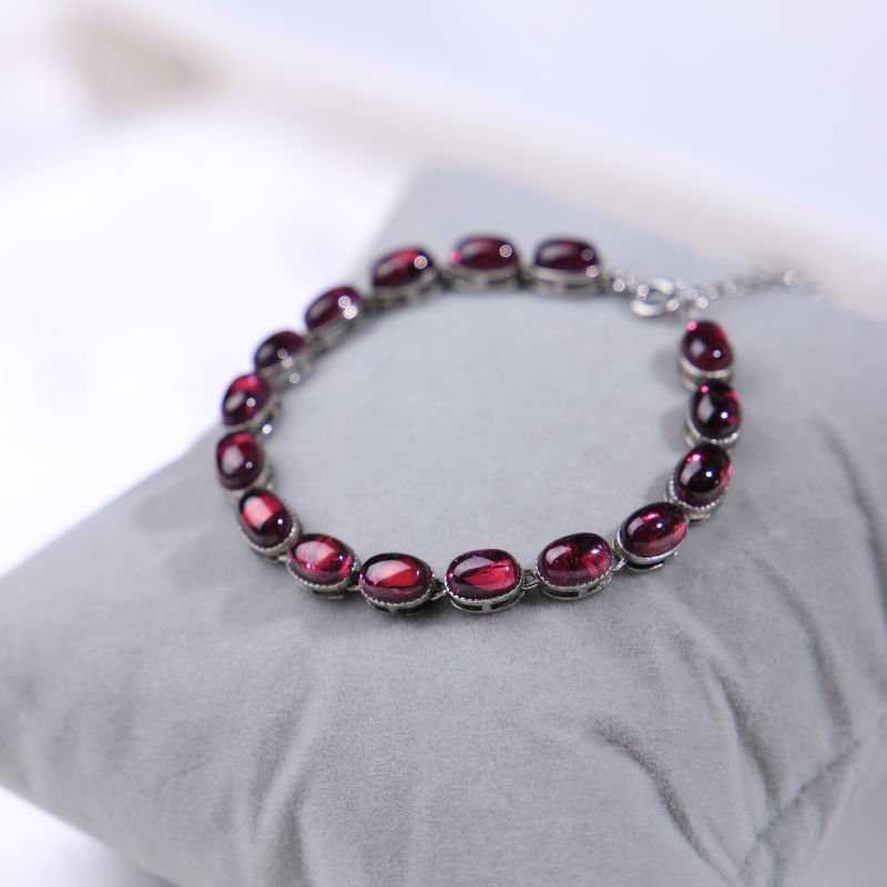 7A Grade Rhodolite Garnet Inlaid Bracelet