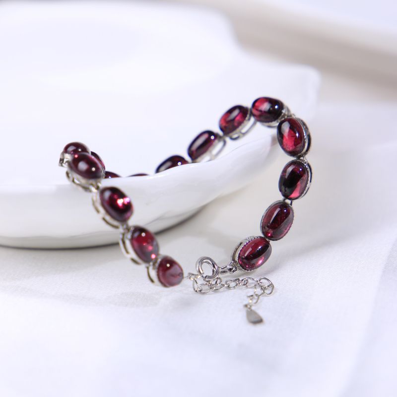7A Grade Rhodolite Garnet Inlaid Bracelet