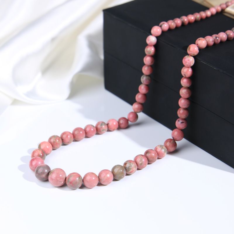 Pink Porcelain Blue Rhodonite Tower Necklace
