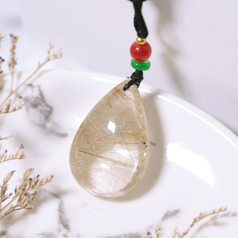 Rutilated Quartz Teardrop Pendant (Medium)