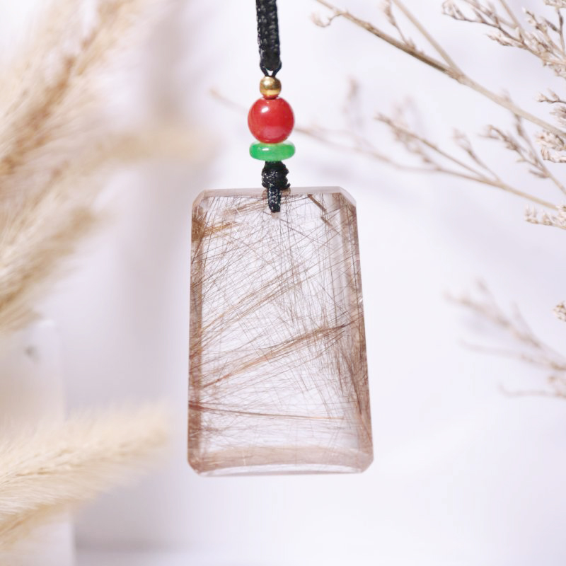 Rutilated Quartz Wushi Pai Pendant (Large)