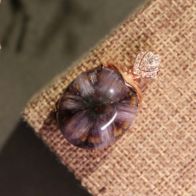 Aurora Purple Titanium Dumortierite Inlaid Pendant (Small)