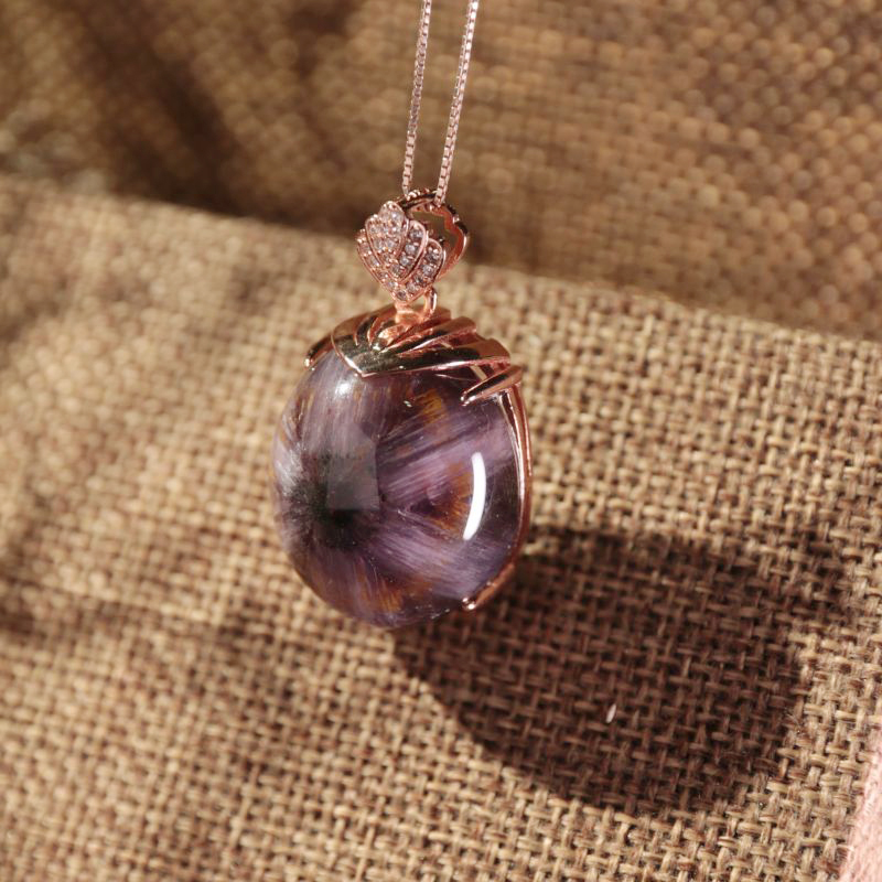 Aurora Purple Titanium Dumortierite Inlaid Pendant (Small)