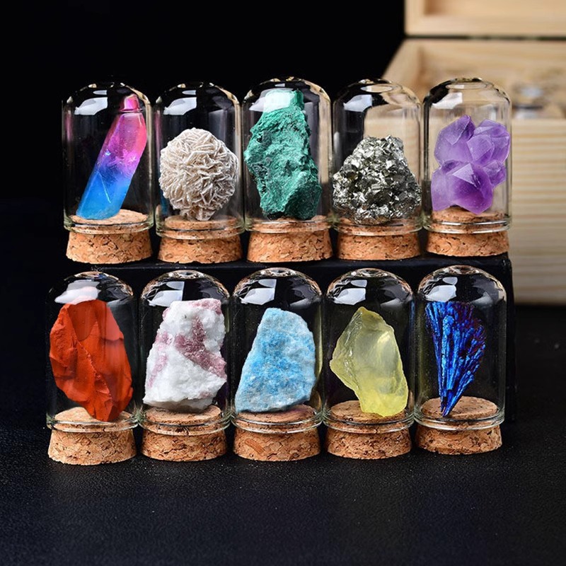 Natural Crystal Rough Stone Children's Educational Display Set - Gemstone, Agate, Jade & Rare Mineral/Rock Specimen Kit