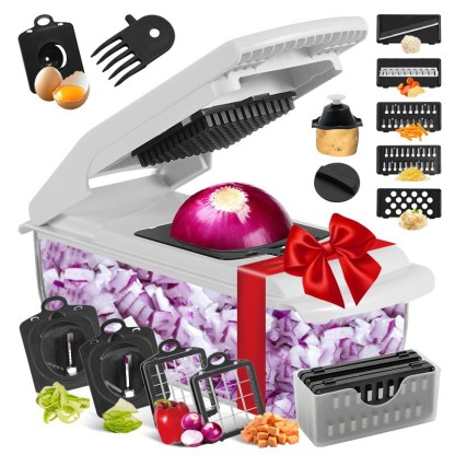 12-in-1 Multi-Purpose Food Cutter - All-in-One Slicer & Dicer for Meat, Veggies, and Fruits