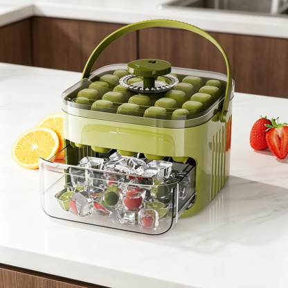 Large Capacity Press-Type Ice Cube Maker | 1-Second Easy Release | Hygienic Storage Bin with Lid | BPA Free