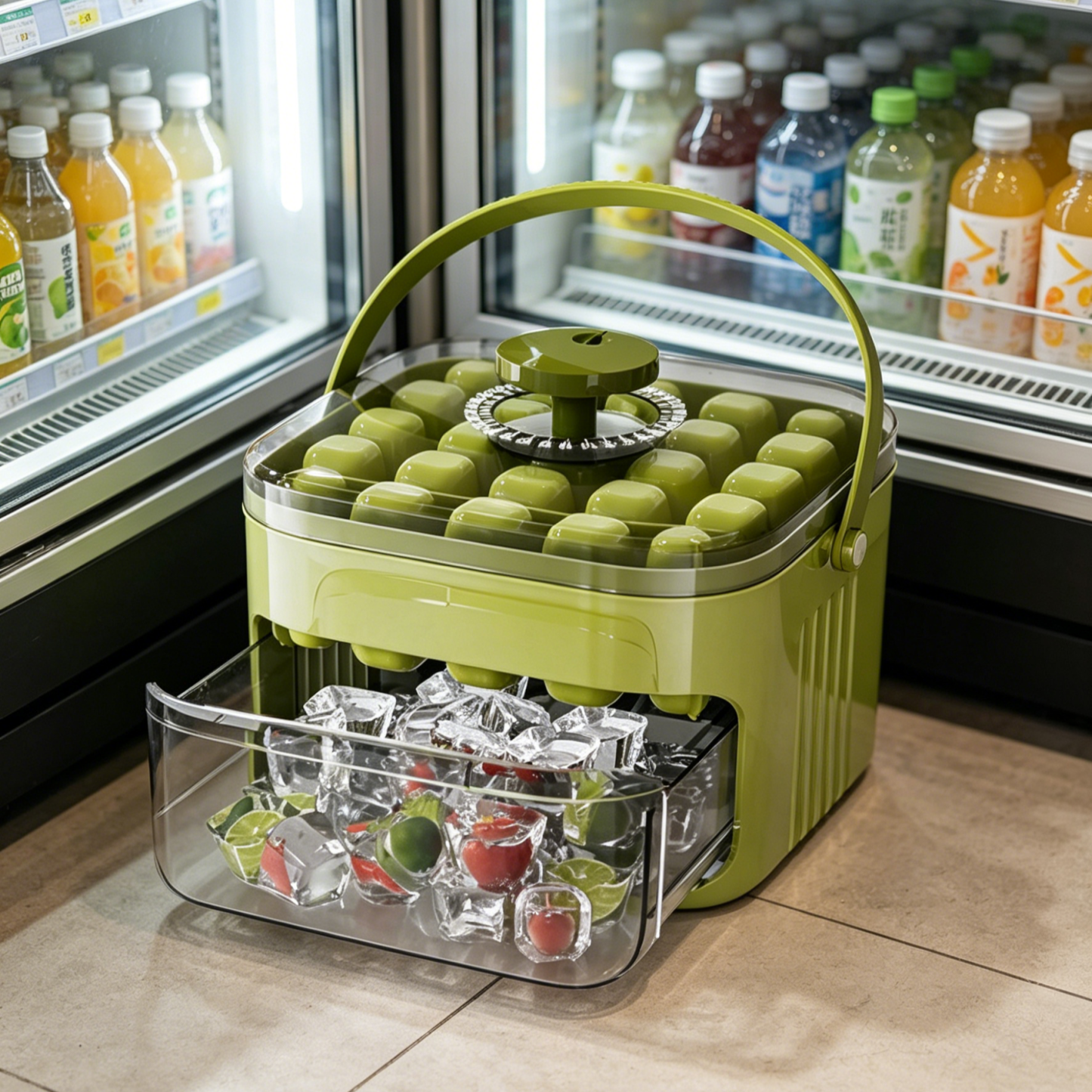 Large Capacity Press-Type Ice Cube Maker | 1-Second Easy Release | Hygienic Storage Bin with Lid | BPA Free
