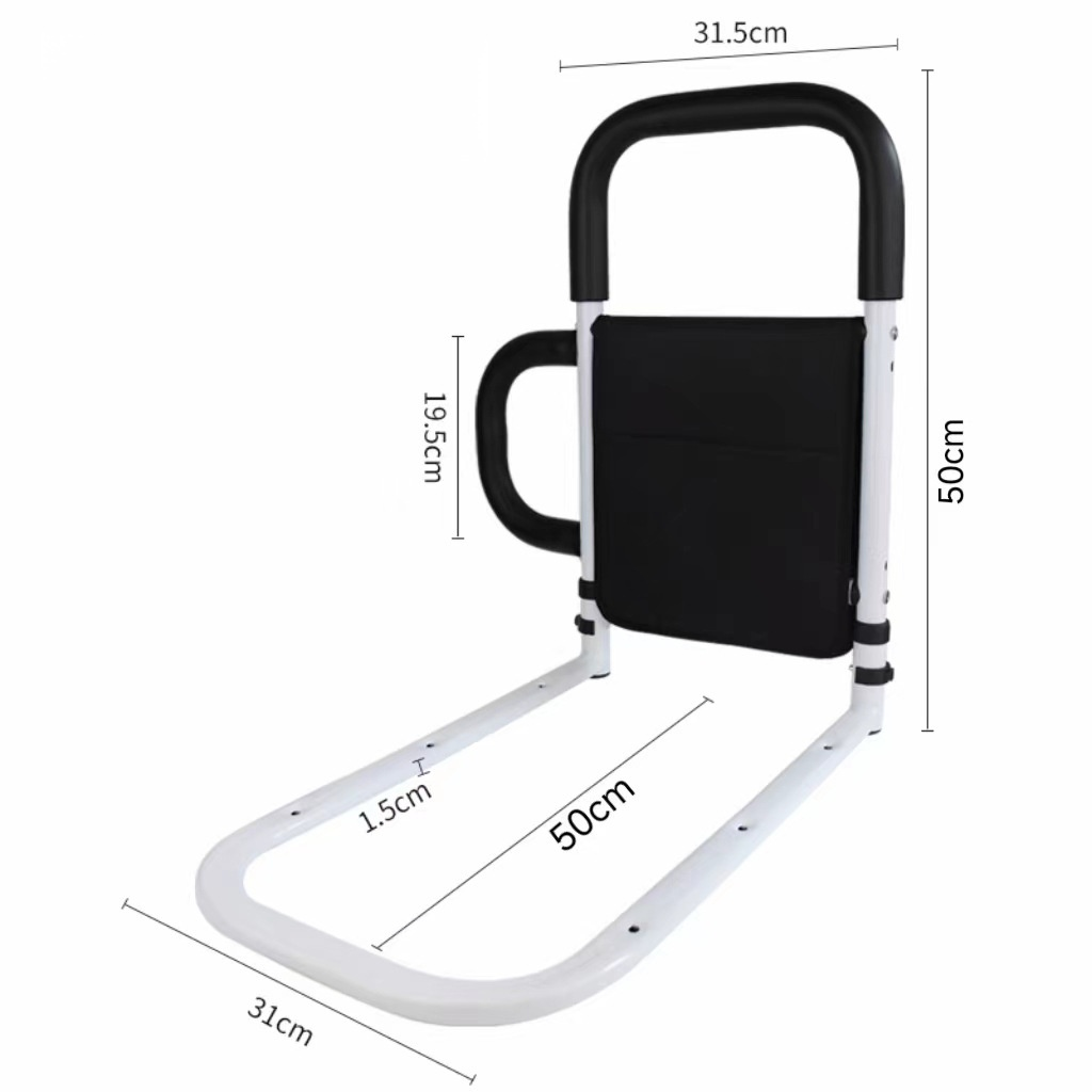 No-Drill Bedside Assist Rail for Seniors | Stable Stand-Up Handle | Safety Bed Rail with Storage Bag