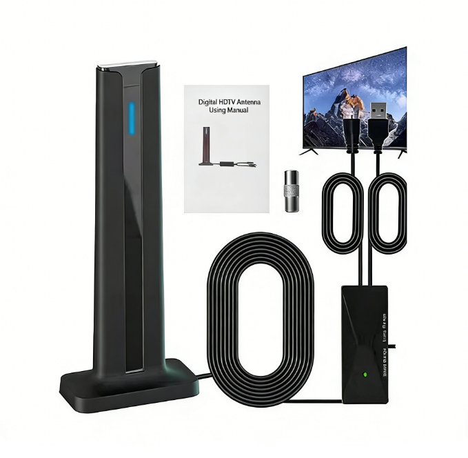 HD 4K Digital TV Antenna (DVB-T2) – 300KM+ Long Range with Signal Booster – Free Local Channels for Smart TV & Old TV