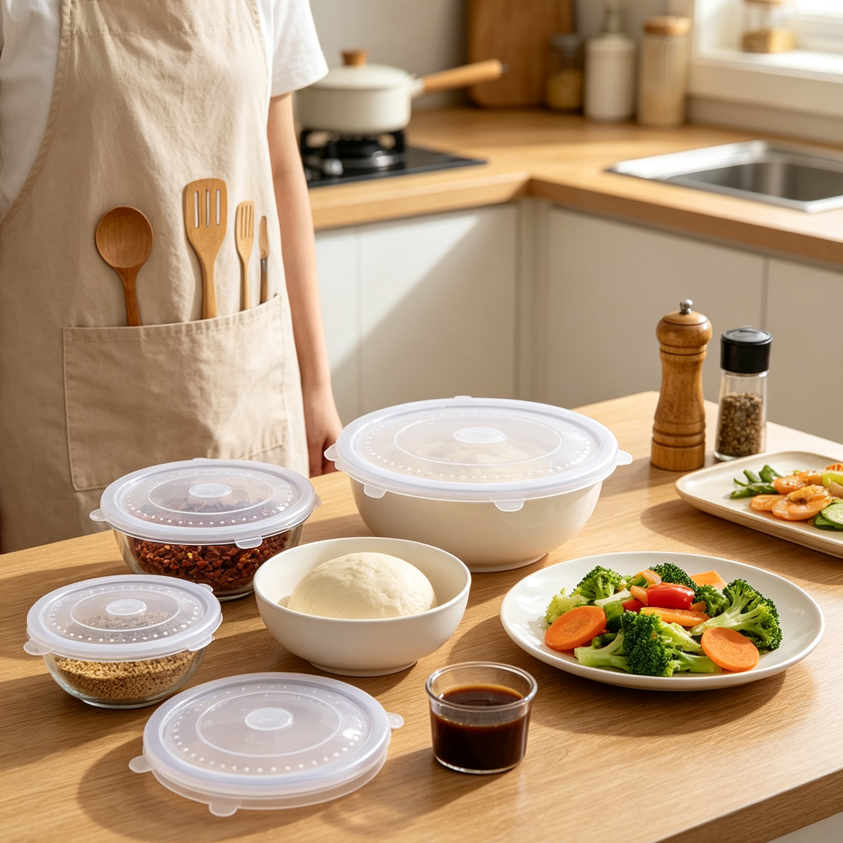 6-Piece Reusable Silicone Stretch Lids | Airtight Food Storage Covers, Microwave Safe