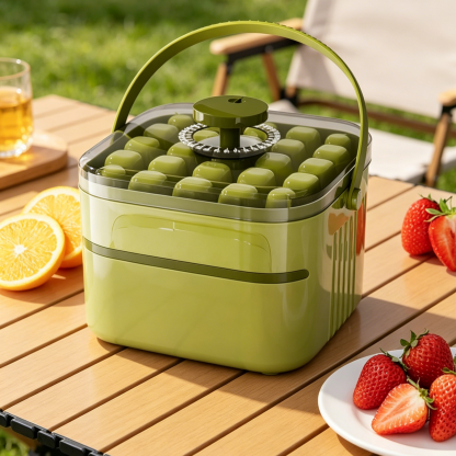 Large Capacity Press-Type Ice Cube Maker | 1-Second Easy Release | Hygienic Storage Bin with Lid | BPA Free