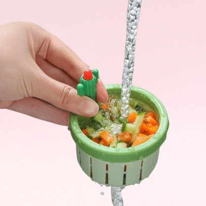 仙人掌水槽過濾籃家用廚房瀝水籃水槽殘渣過濾防堵手提不髒手