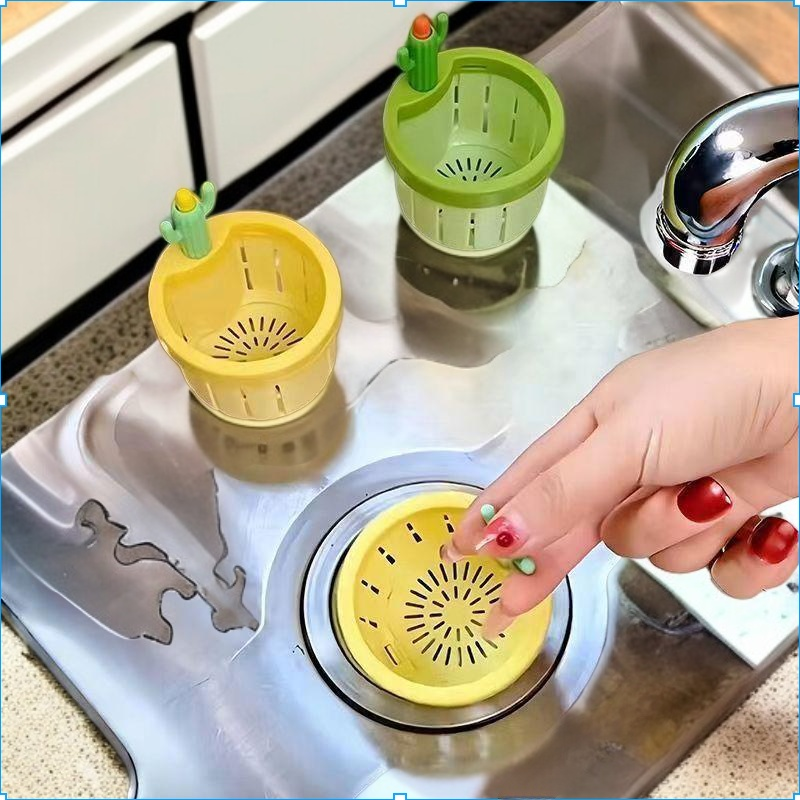 仙人掌水槽過濾籃家用廚房瀝水籃水槽殘渣過濾防堵手提不髒手