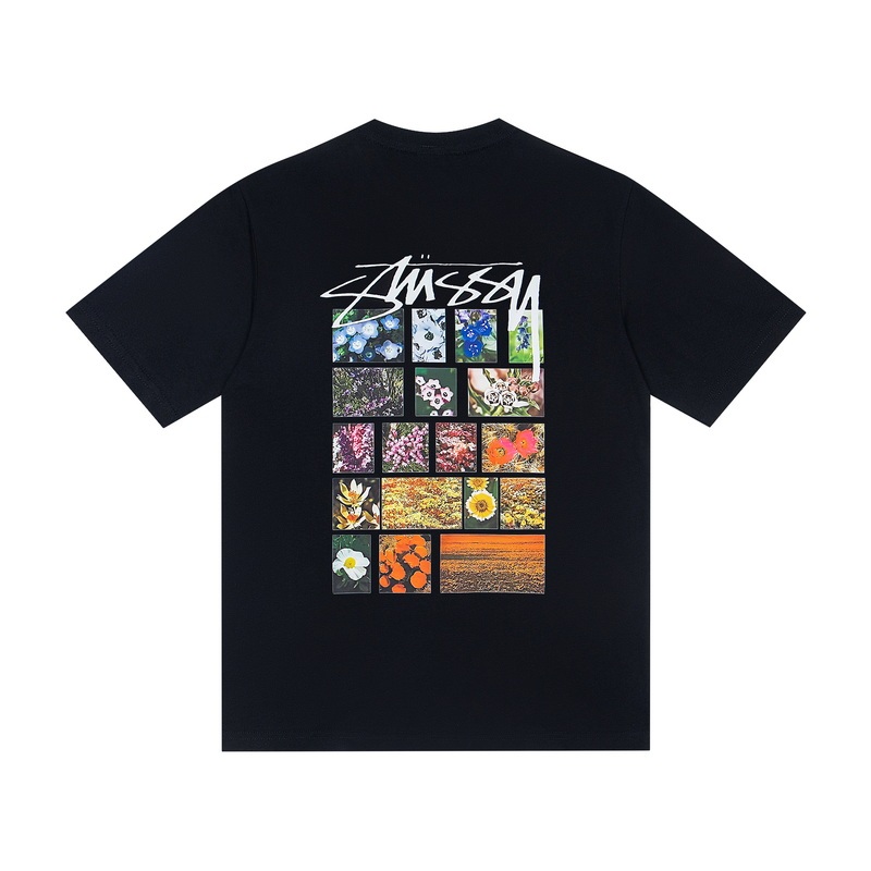 Stussy Flower Grid Pigment Dyed Tee "Black"