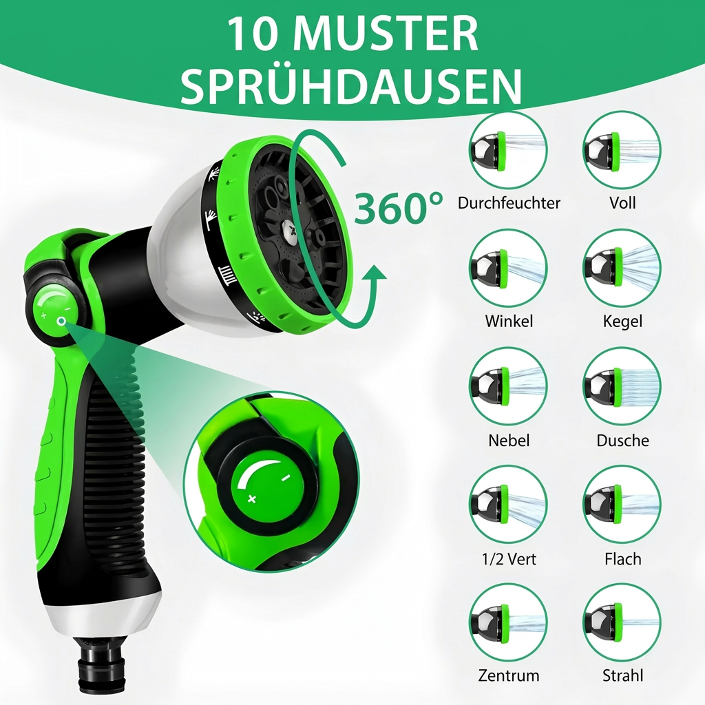 Magischer, ausziehbarer Gartenschlauch – perfekt zum Autowaschen, Reinigen von Gartenmöbeln und Bewässern des Gartens.