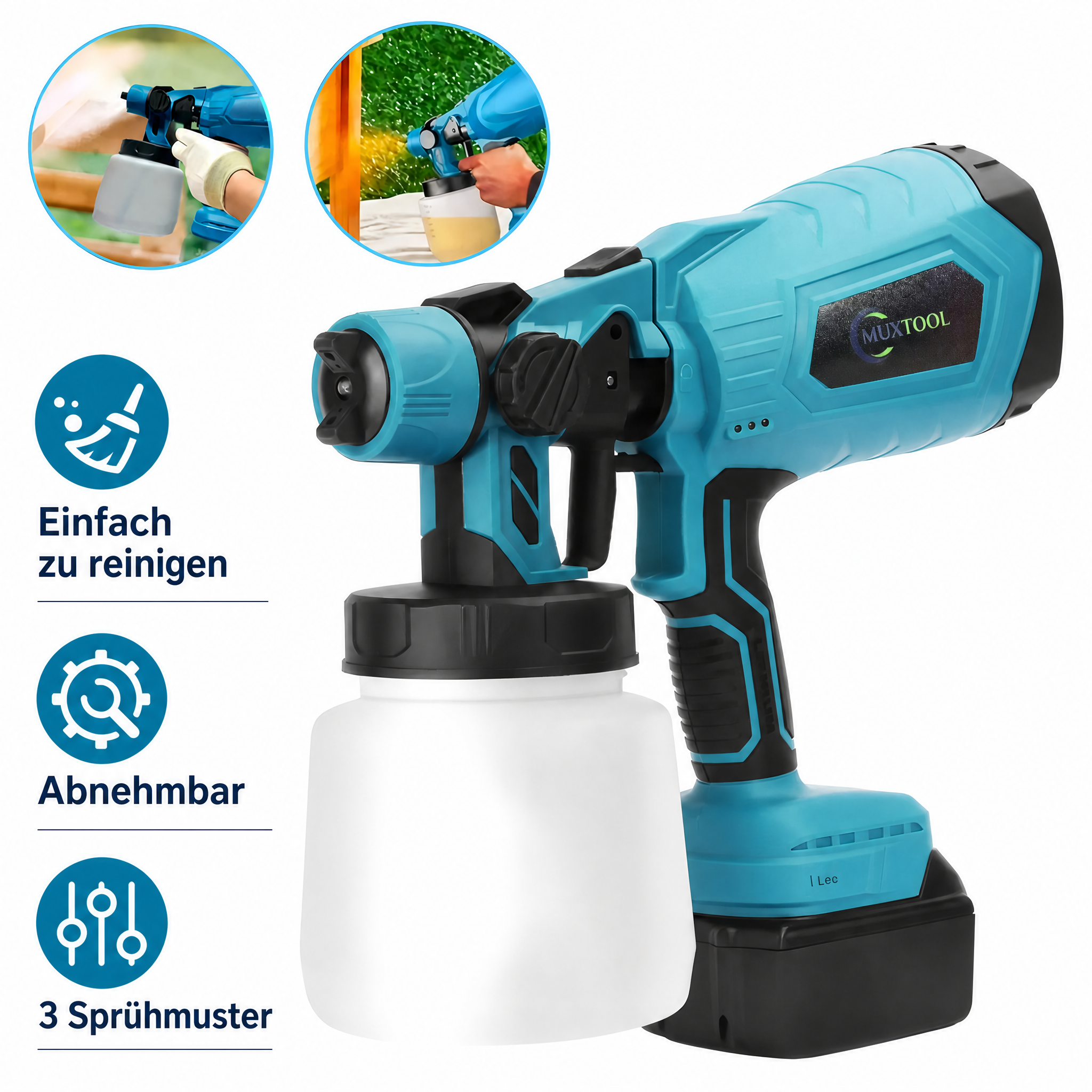Kabellose Farbsprühpistole mit 2 Akkus – ideal für Haus, Möbel und Innenbereiche, perfekt für DIY-Projekte.