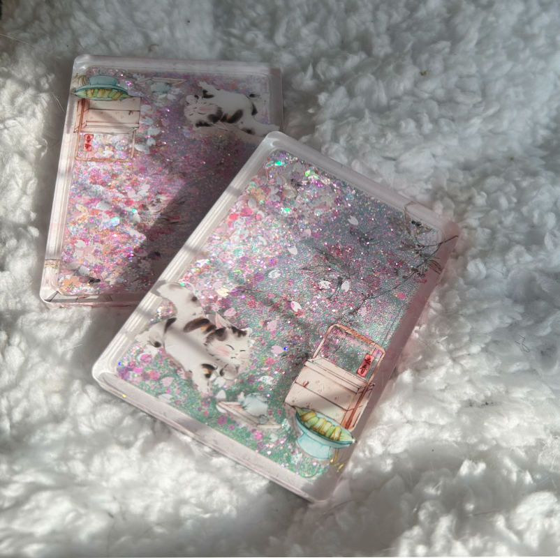 小陽幫幫｜原創設計桃花朵朵喵流沙磁吸冰箱貼